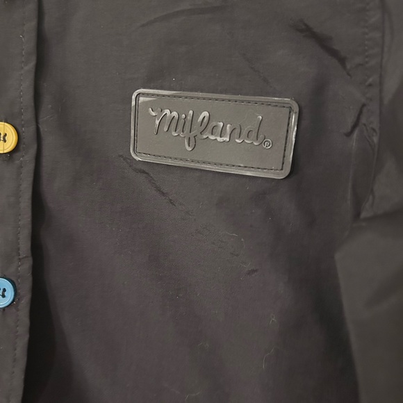 mifland lightweight multicolor black shirt XS button up rainbow colorblock - Picture 5 of 7